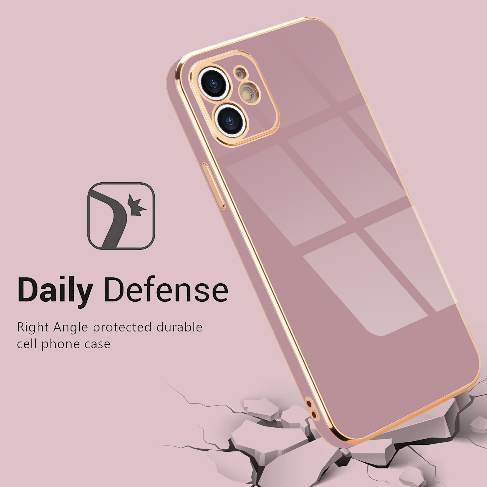 Lafunda Compatible For Iphone 11 Case, Luxury Cute Plating Case For Women Girls Electroplated Golden Edge Shockproof Tpu Bumper