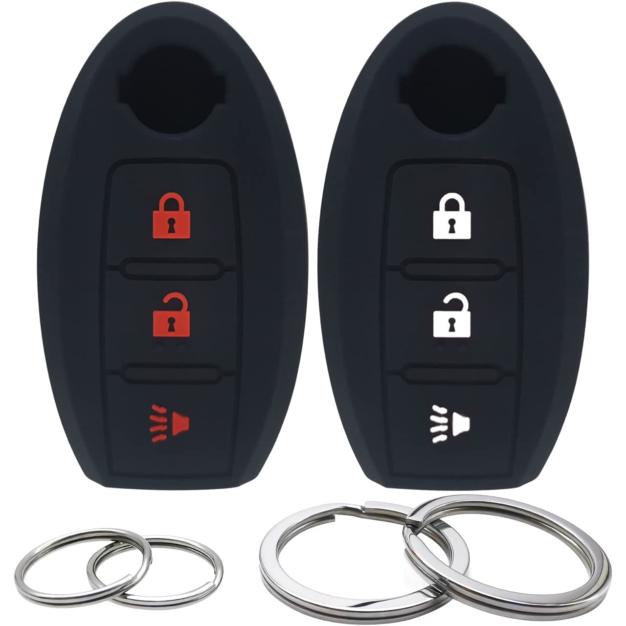 2Pcs Silicone 3 Buttons Key Fob Cover Remote Case Keyless Protector Compatible With Nissan Armada Frontier Pathfinder Juke Leaf