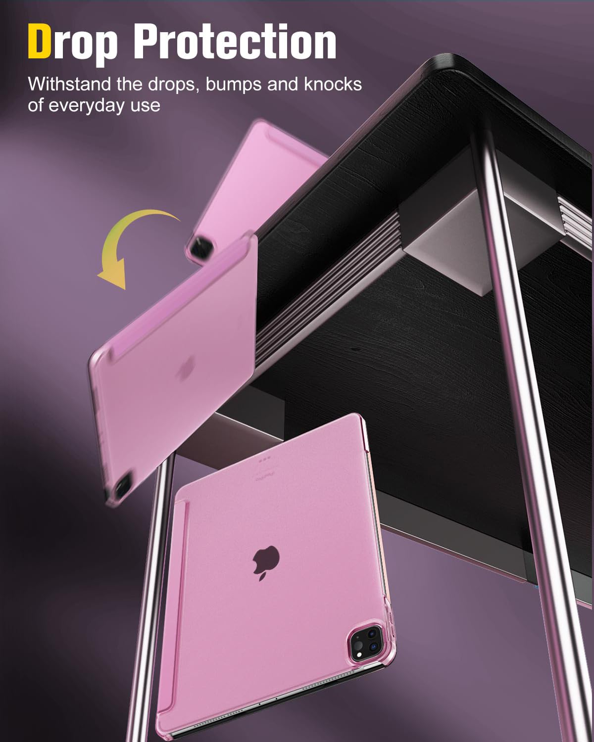 MoKo for iPad Air 13 Inch M2 Case 2024/ iPad Pro 12.9 Case (6th/5th Gen 2022/2021), Slim Smart Shell Translucent Frosted Hard PC Back Cover, Support Touch ID & Pencil Pro/2nd/USB C, Nosegay Pink