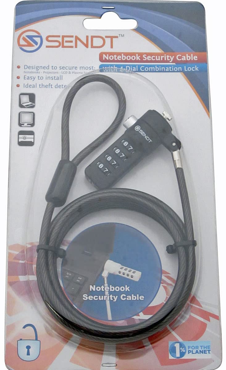 Sendt Black Notebook/Laptop Combination Lock Security Cable