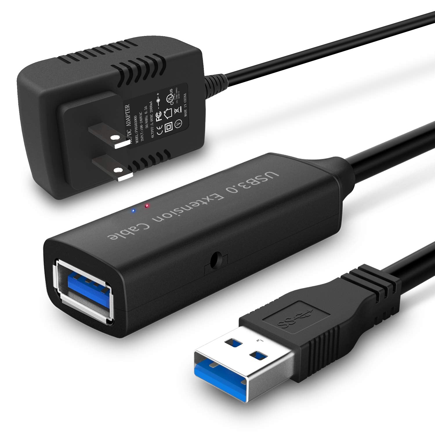 RSHTECH USB 3.0 Active Extension Cable 32Ft with 5V/2A Power Adapter