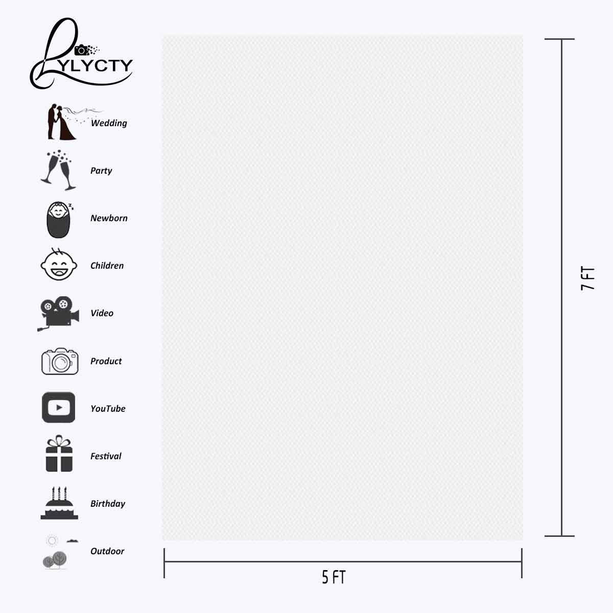 Lylycty 5X7Ft Photography Background Non Woven Fabric Solid Color White Screen Photo Backdrop Studio Photography Props Ly061
