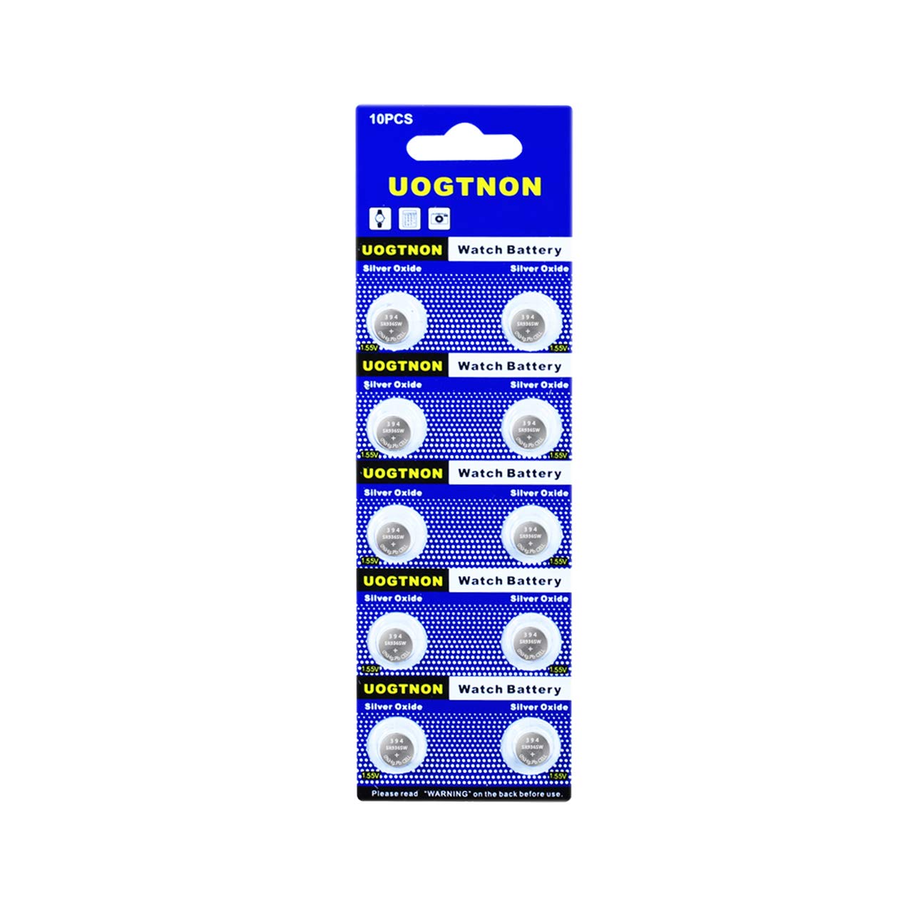 UOGTNON 394 SR936SW Watch Battery 1.55V Silver Oxide Button Cell (10-Pack)