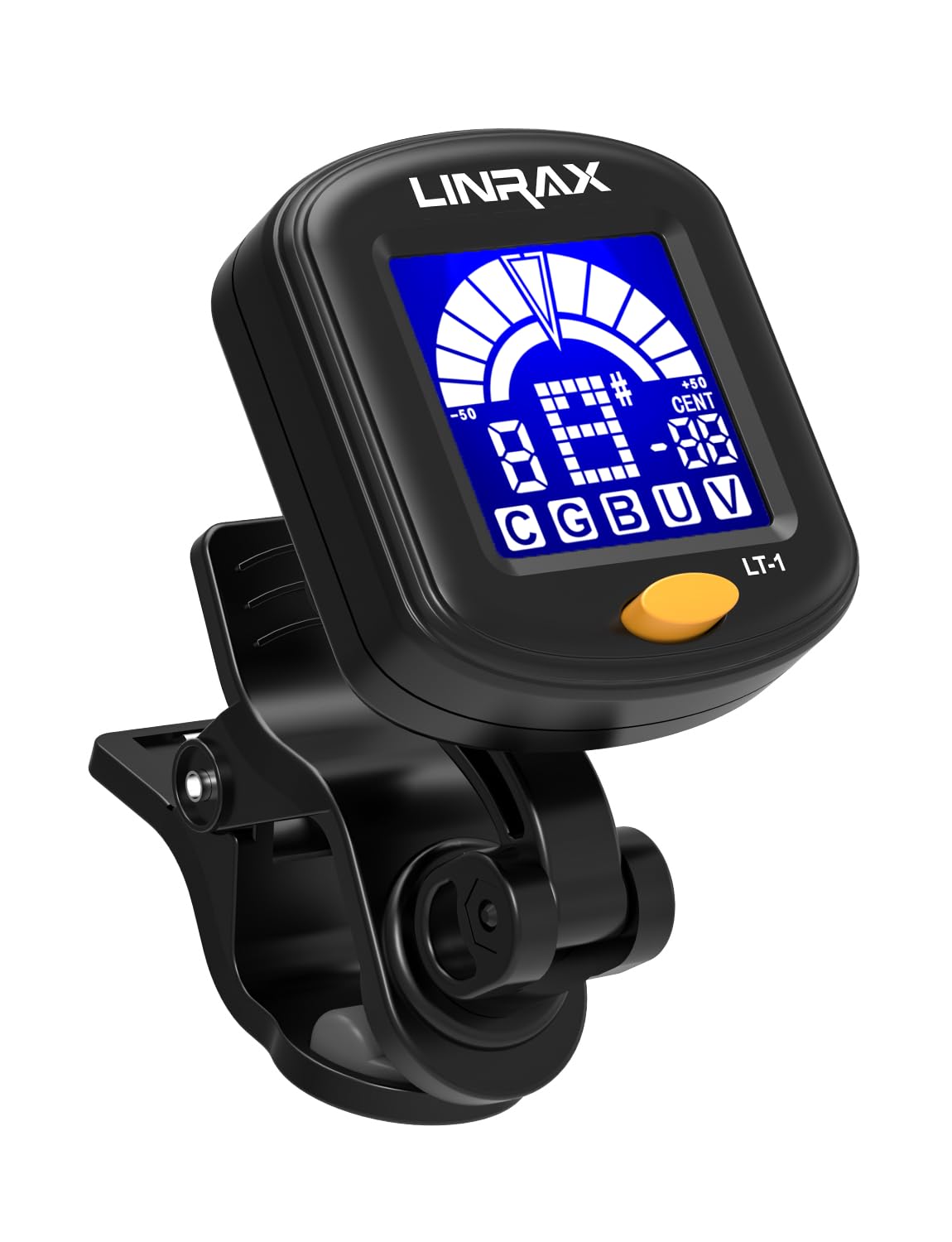 Linrax LT-1 Guitar Tuner, Clip On Tuner for Guitar Bass Ukulele Violin Viola Banjo Mandolin, Chromatic Tuner with 360 LCD Displa