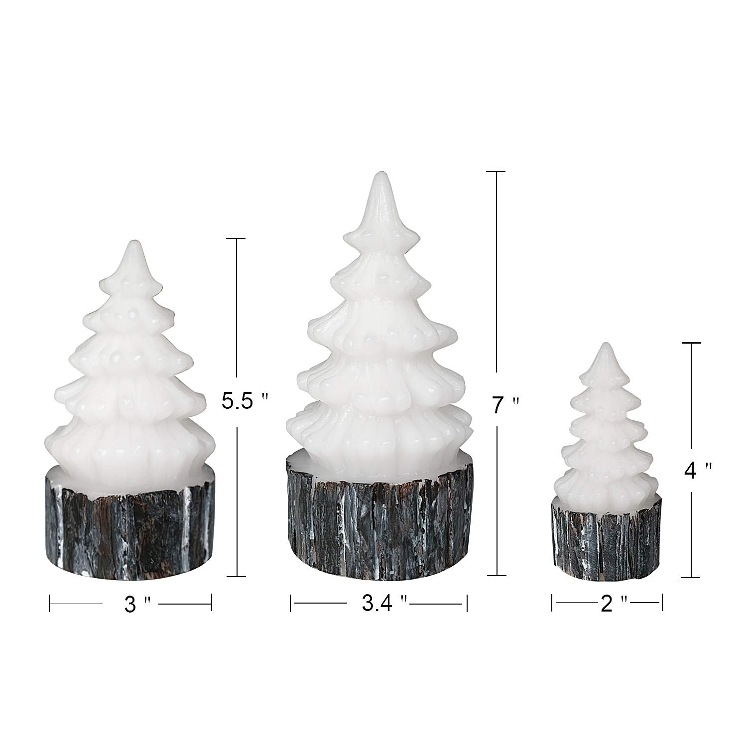 Eldnacele Christmas Flameless Flickering Candles With Timer   Battery Operated Tree Shaped White Led Electric Wax Candles   Warm