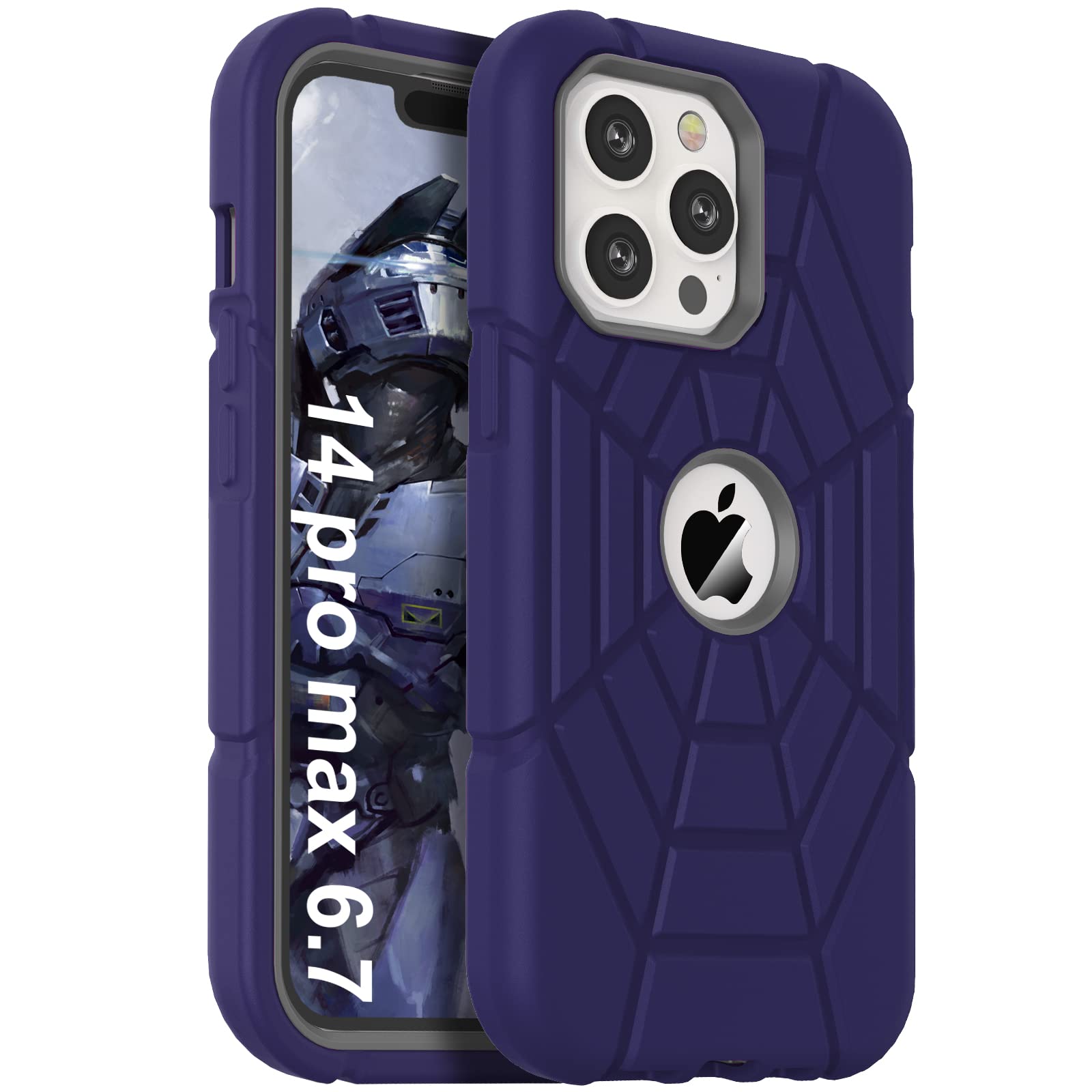 Grifobes Designed For Iphone 14 Pro Max Case For Boys, Thick Silicone 3 In 1 Heavy Duty Shockproof Rugged Protective I Phone 6.7