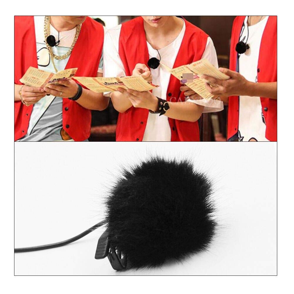 Lavalier Wind Muff 3 Pack Lapel Microphone Wind Muff 0.2/0.4 Inch Furry Lav Windscreen Windproof Wind Screen (0.2Inch, Black)