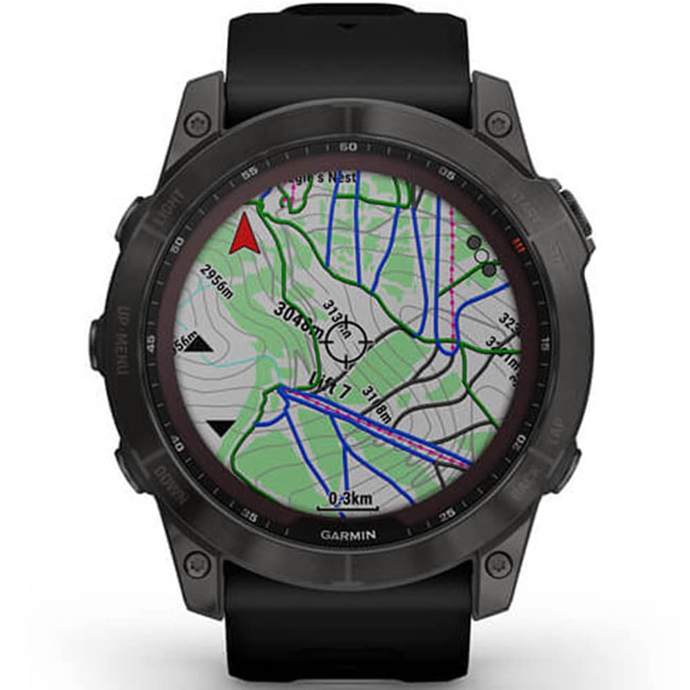 Garmin 010-02541-10 Fenix 7X Sapphire Solar Smartwatch Carbon Gray Dlc Titanium With Black Band Bundle With 2 Yr Cps Enhanced Pr