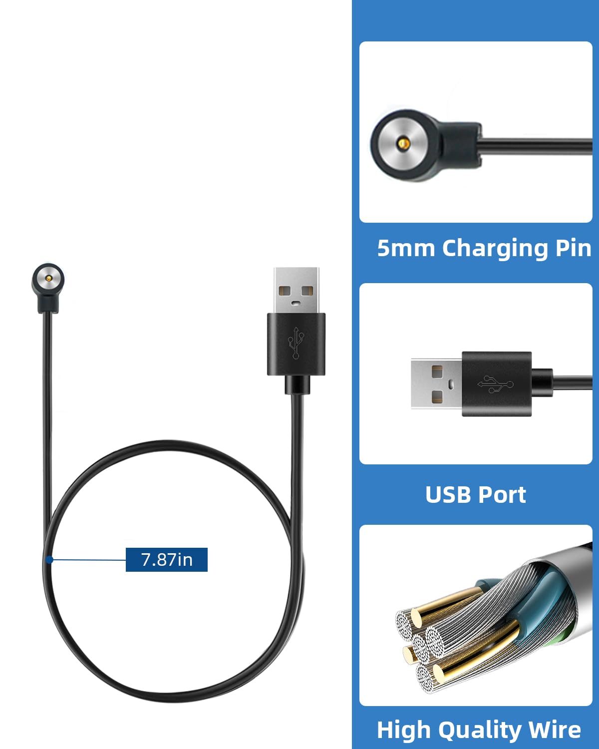 Makcpoimer Smart Ring Charger Cable, Smart Hand Fitness Ring Watch Charger (1P)