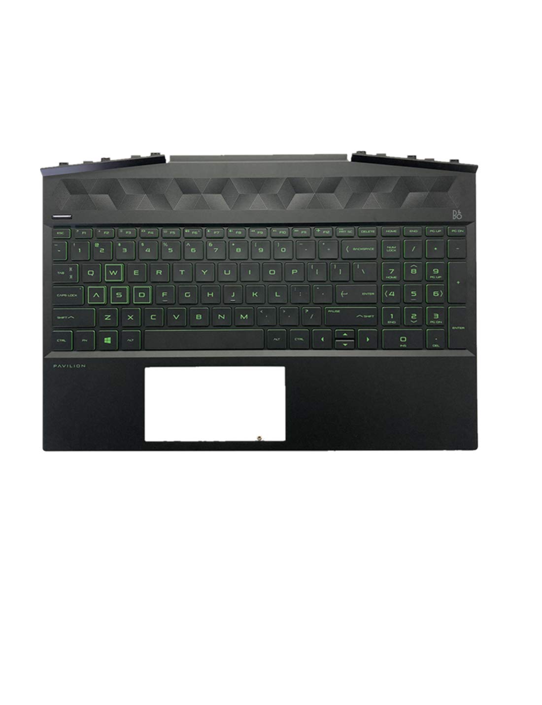 Replacement for HP Gaming Pavilion 15-DK 15-DK0126TX TPN-C141 Laptop Upper Case Palmrest Green Backlit Keyboard Assembly Part L5