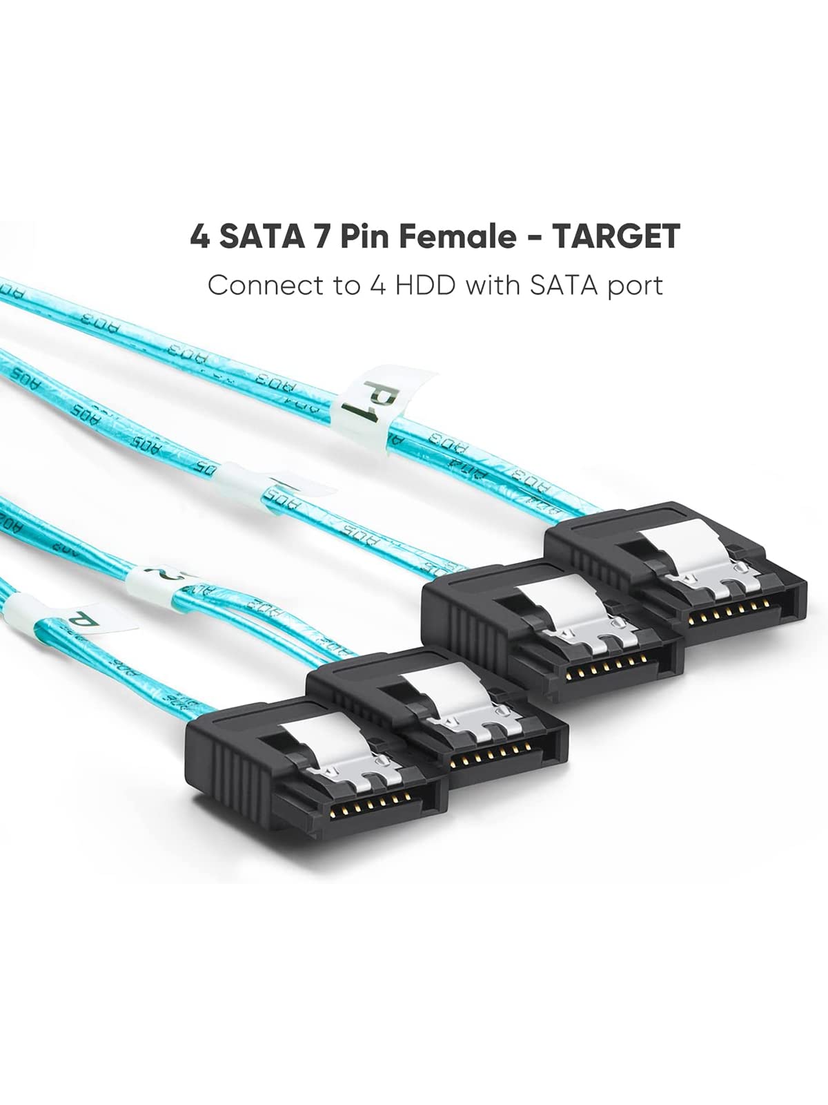 Cablecreation Mini Sas 26Pin (Sff 8088) Male To 4 Sata 7Pin Female Cable, Mini Sas Host/Controller To 4 Sata Target/Backplane, 1