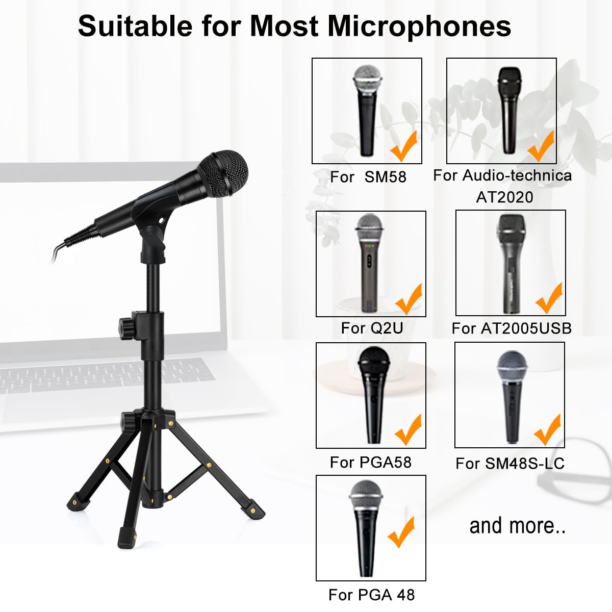 Jctriway Tabletop Mic Stand, Adjustable Desktop Microphone Stand With Mic Clip And 5/8 Male To 3/8 Female Screw For Most Microph