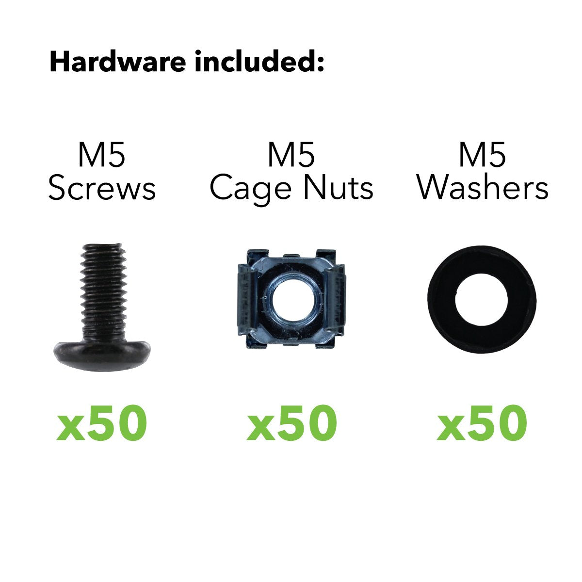 Navepoint M5 Cage Nuts And Screws For Server Shelves Cabinets   50 Pk Rack Mount