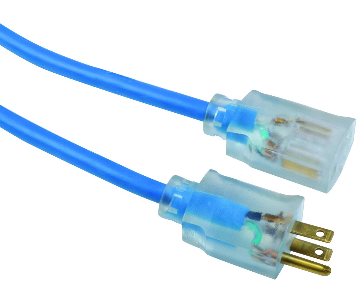 Southwire Coldflex Light Duty Extension Cord, 50Ft, 16 Gauge, 3 Conductor, Cold Weather Cord, Blue, 2368Sw8806