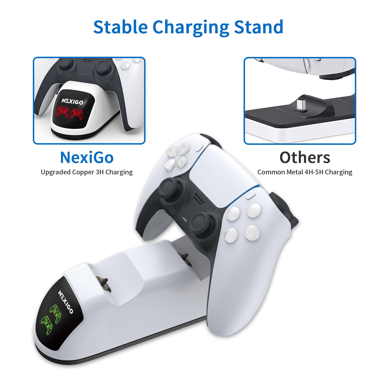 Nexigo Enhanced Ps5 Controller Charger, Dual Charing Station With Led Indicator, High Speed, Fast Charging Dock For Playstation