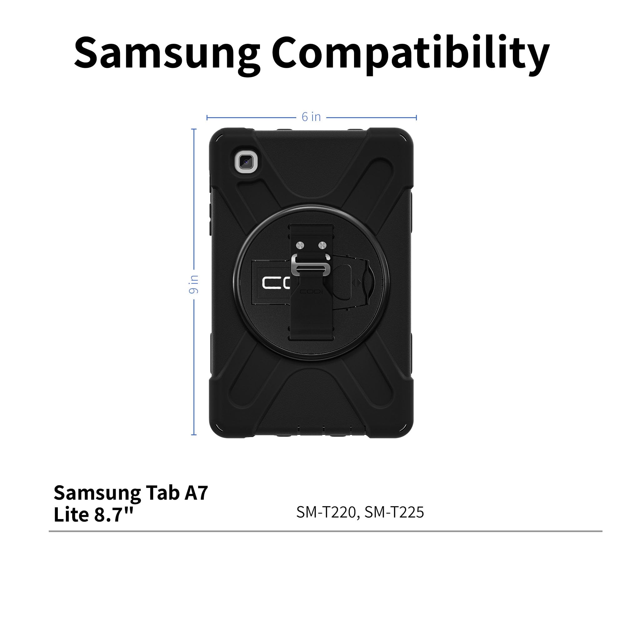 Codi Rugged Case For Samsung Galaxy Tab A7 Lite (Sm-T225) With Integrated Screen Protector, Kickstand & Hand Strap