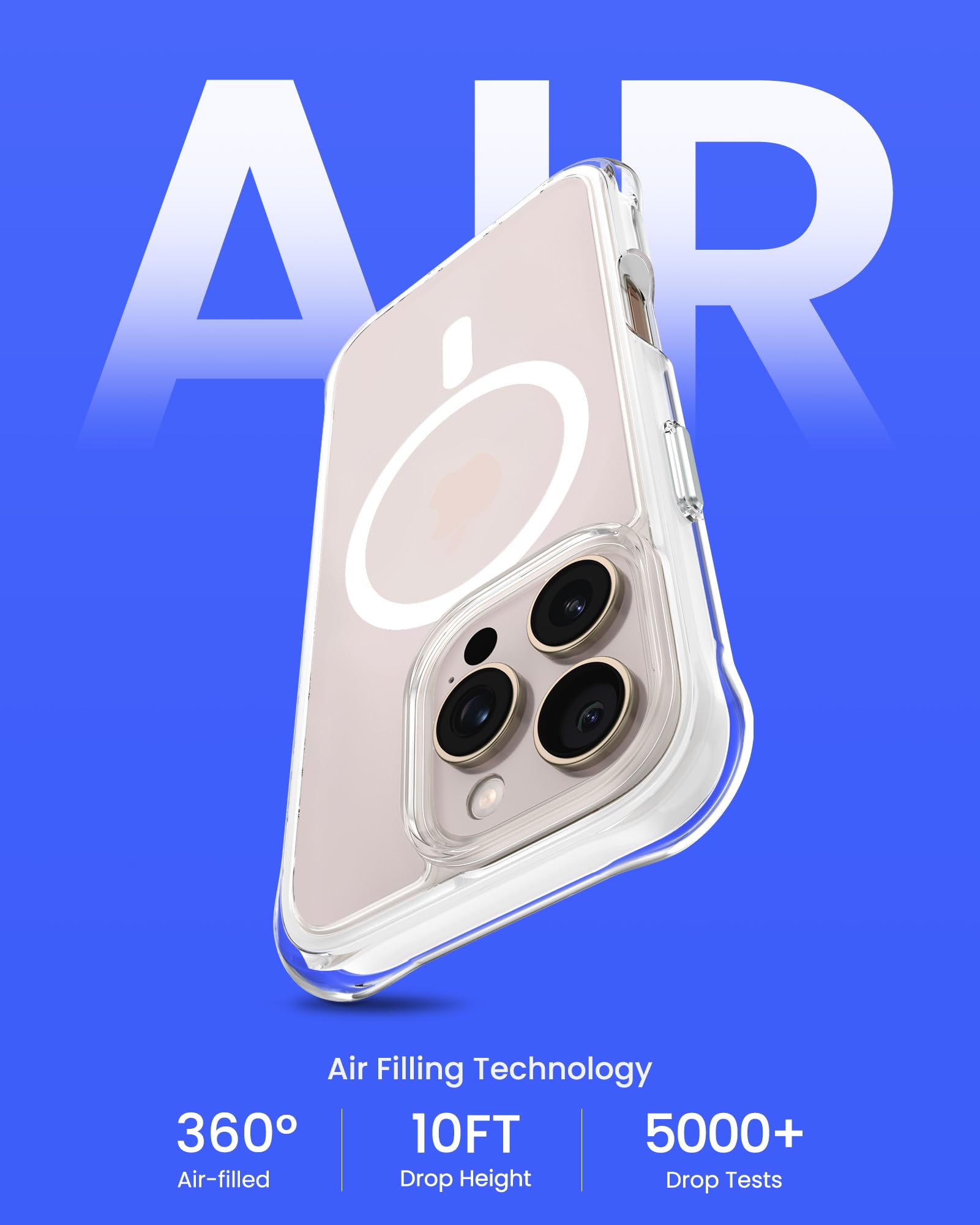 Ornarto Air Case For Iphone 16 Pro Clear, Compatible With Magsafe, Military Grade Drop Protection Cover With Built In Air, White