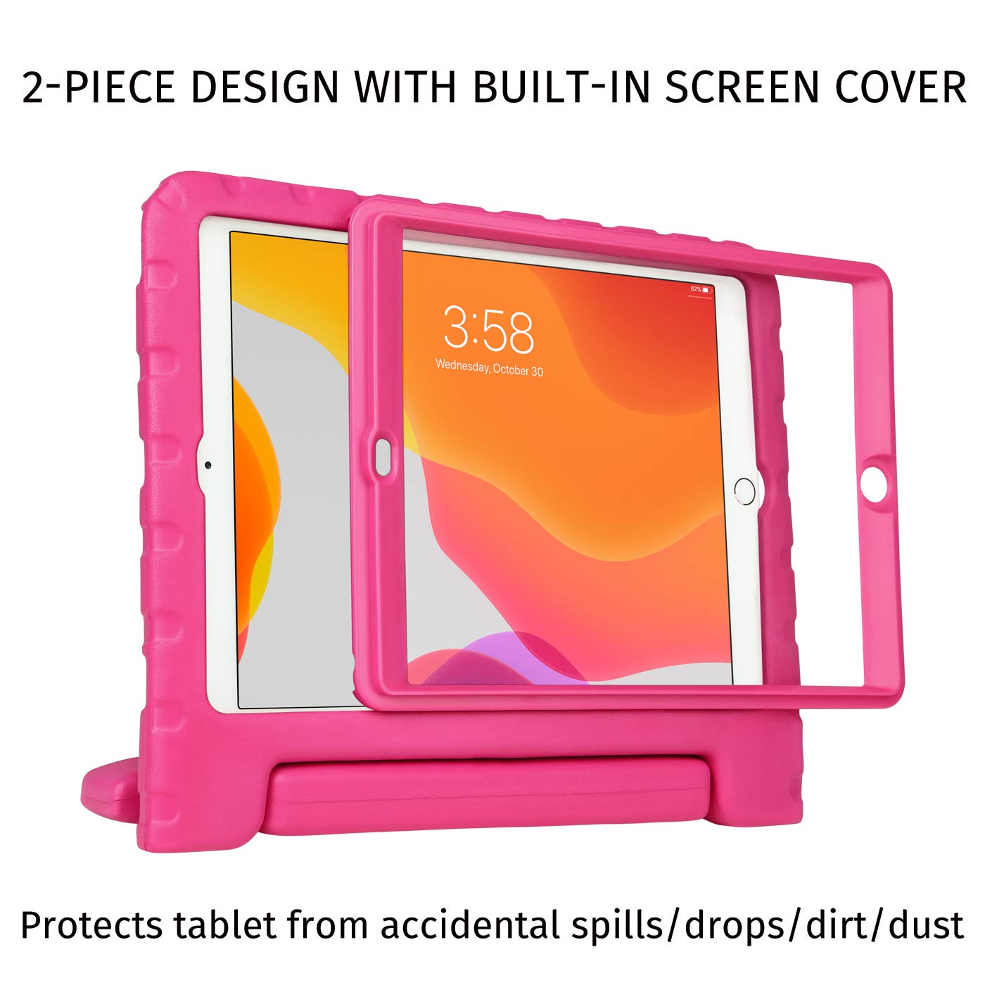 Hde Ipad 9Th Generation Case For Kids With Built-In Screen Protector Shockproof Ipad Cover 10.2 Inch With Handle Stand Fits 2021