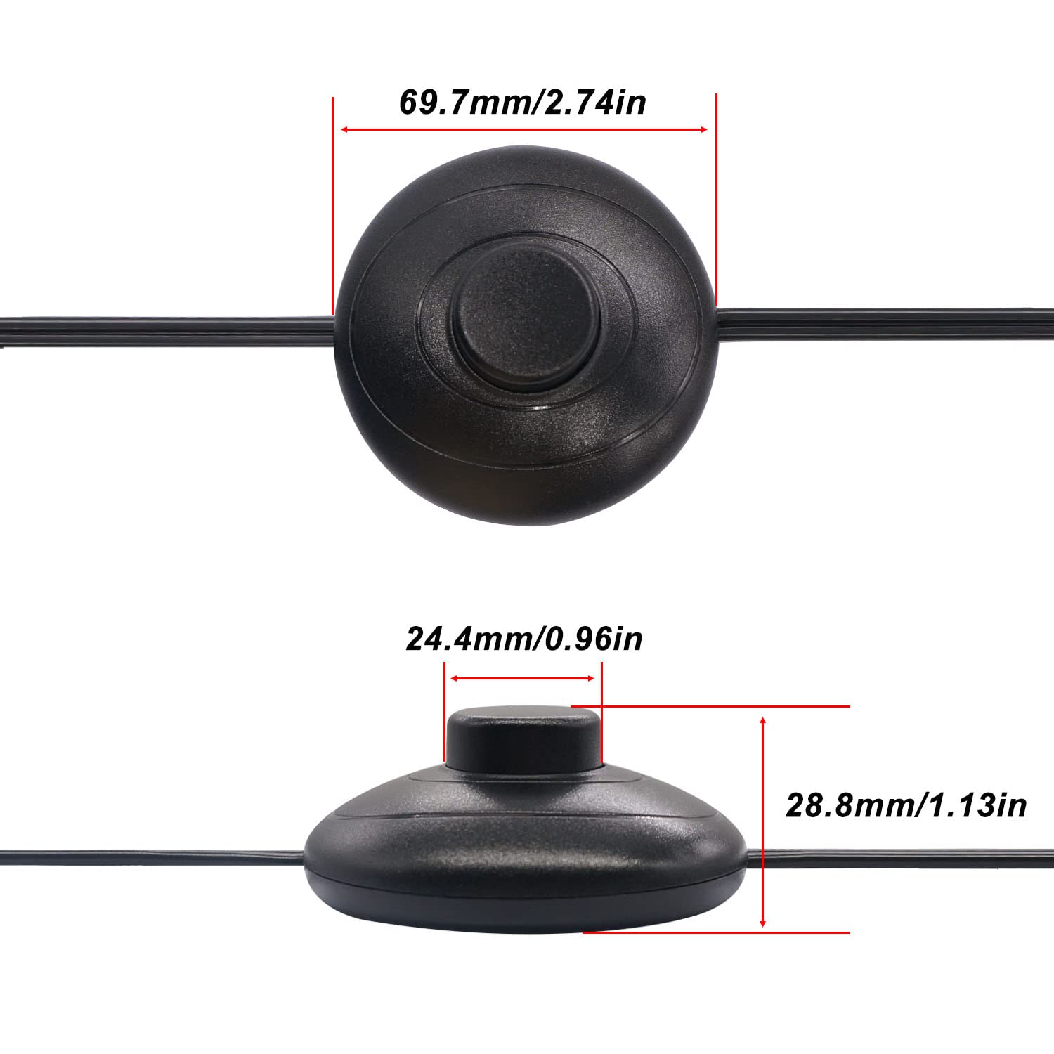 Weideer Floor Foot Pedal Switch With Extension Cord 18Awg 6Ft 2 Outlet Plug Cable Inline Push Switch On Off Lamp Foot Switch Chr