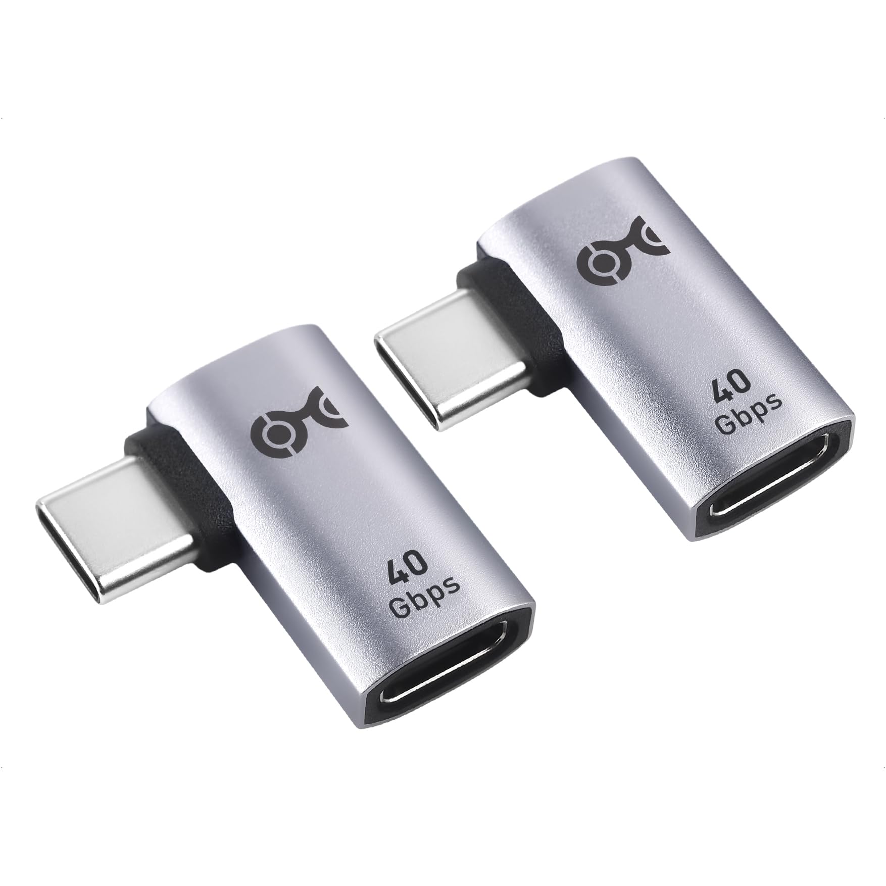 Cable Matters 2 Pack 40Gbps Flat Right Angle USB C Adapter, Up to [4K@240Hz Video, 240W Charging, 40Gbps Data Transfer] 90 Degree USB C Adapter, Compatible with Thunderbolt 4, iPhone 16, Steam Deck