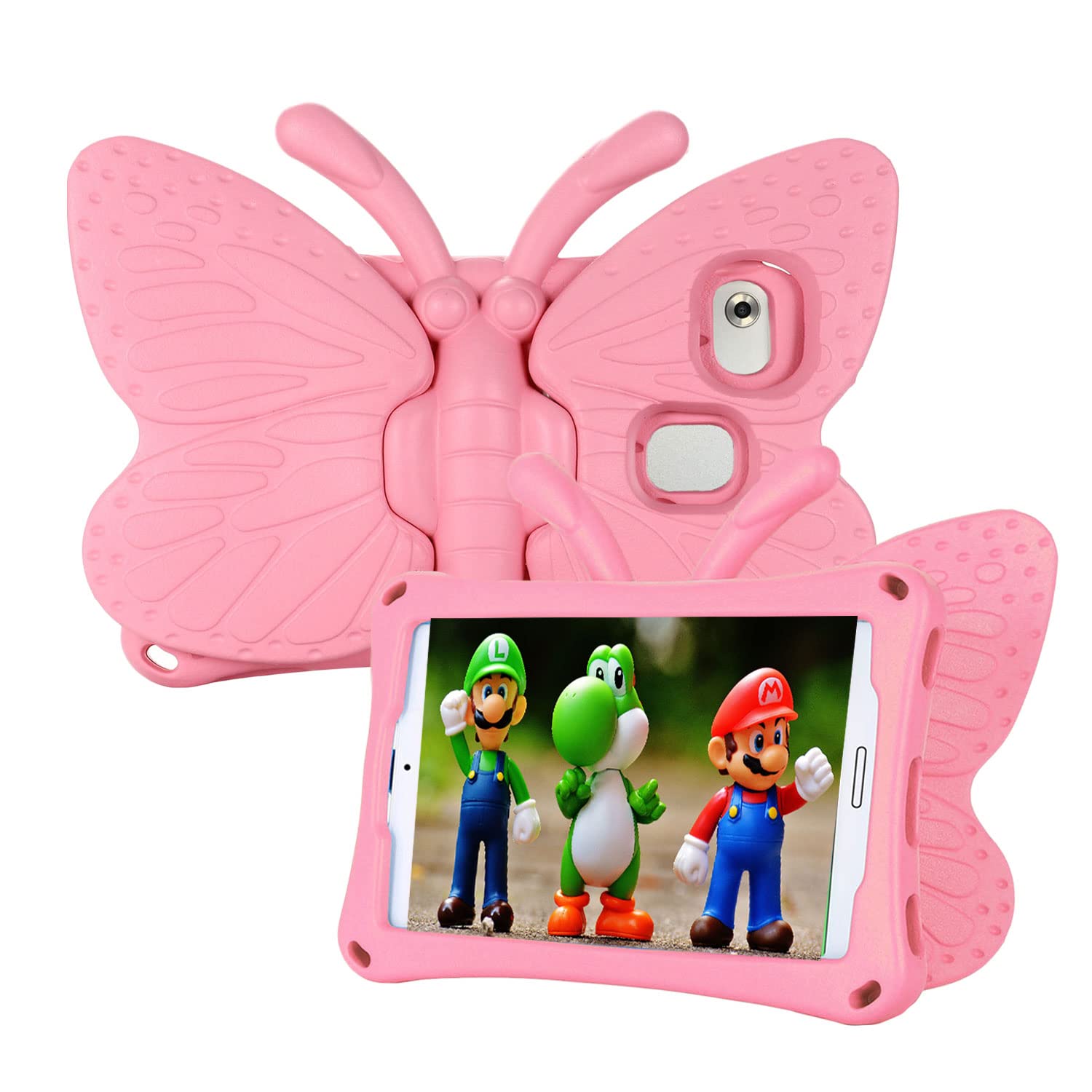 Tading Alcatel Joy Tab 2 Case for Kids, Cute Butterfly Shockproof Light Weight Protective Stand Bumper Cover for Alcatel Joy Tab
