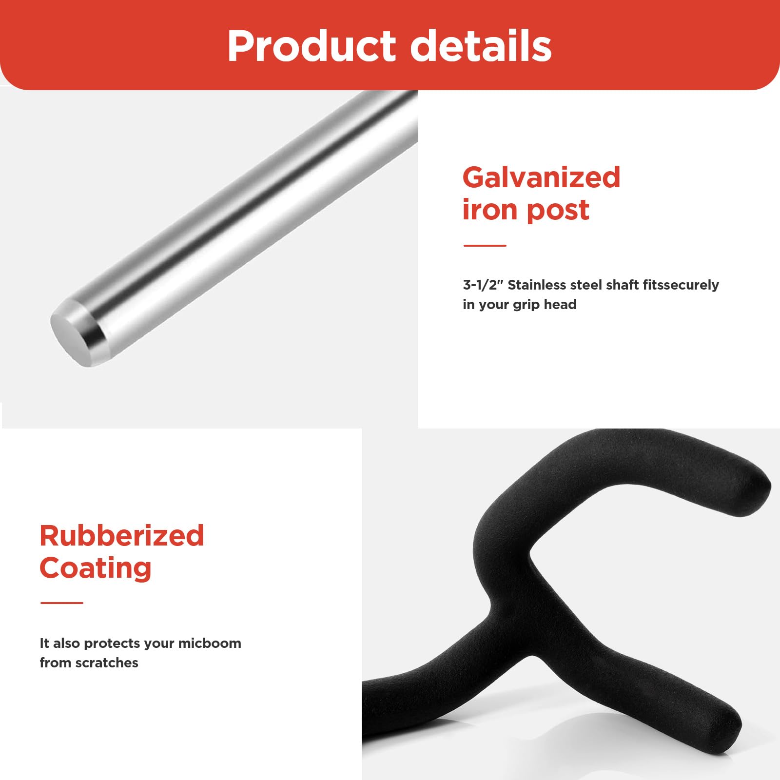 Metal Microphone Boom Pole Support Holder For C-Stands And Mic Stands,Non-Slip Matte Cradle Mount For Mic And Audio Equipment Fi