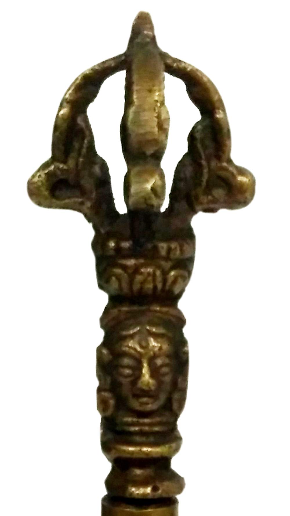 Purpledip Bell Metal Tribhu (Ghanta) Bell With Dorje Handle: Buddhist Tibetan Meditation Prayer Musical Instrument (10680A)