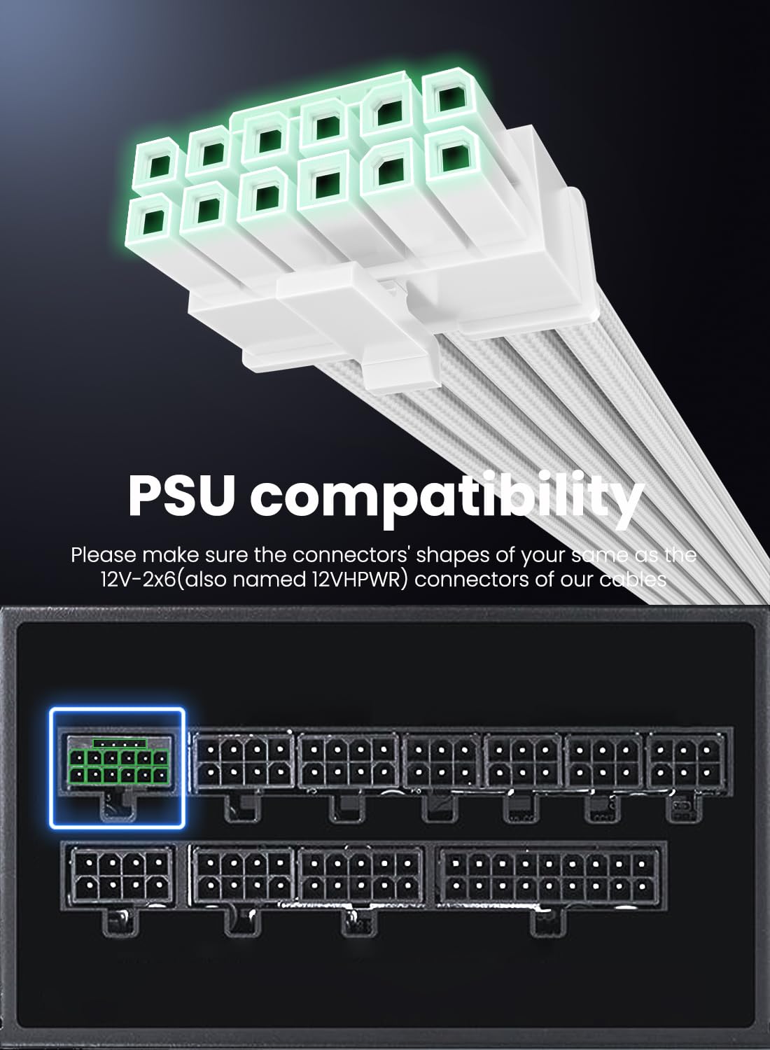 Fasgear 16Pin Gpu Power Cable   70Cm Pci E 5.0 12Vhpwr 600W 12+4 Male To Male 12V 2X6 Psu Sleeved Cable For Rtx 3090Ti 4070 Ti 4