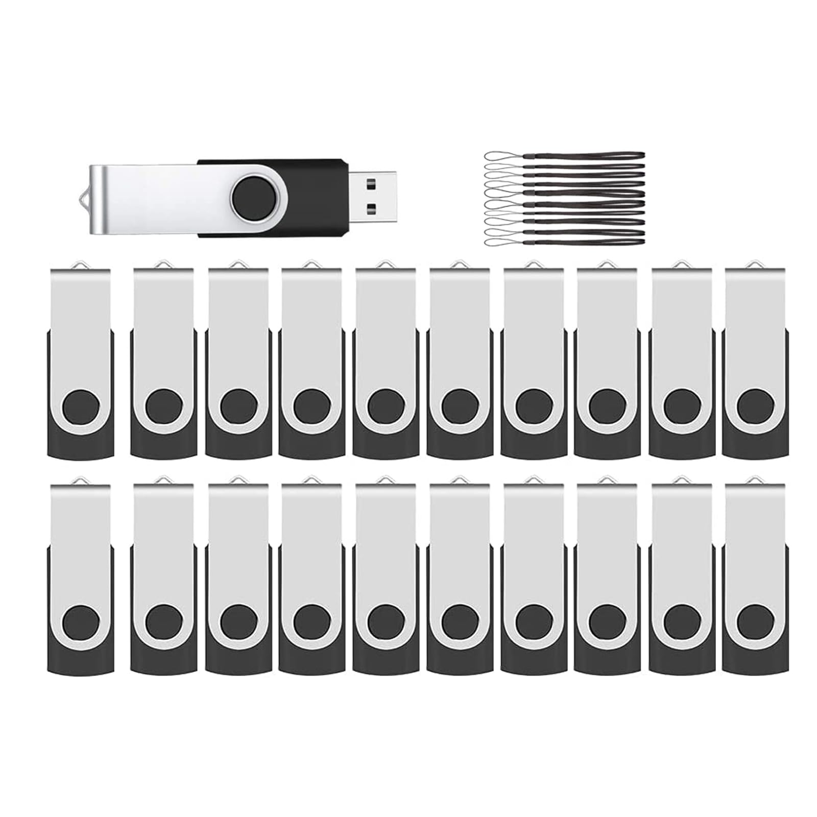20 Pack Flash Drives 4Gb With Lanyards, Ablaze Premium Usb 2.0 Thumb Drives Bulk Usb Memory Stick 4Gb Pendrive Jump Drive (4Gb 2