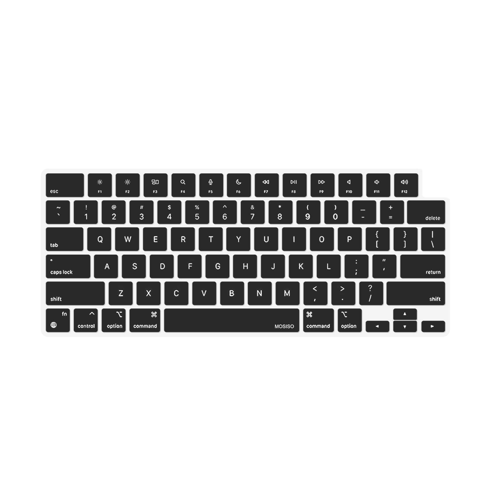 MOSISO Keyboard Cover Skin Compatible with MacBook Air 15 inch M3 A3114 M2 A2941/Air 13.6 A3113 A2681/Pro 14/16 M4 M3 M2 M1, Bla