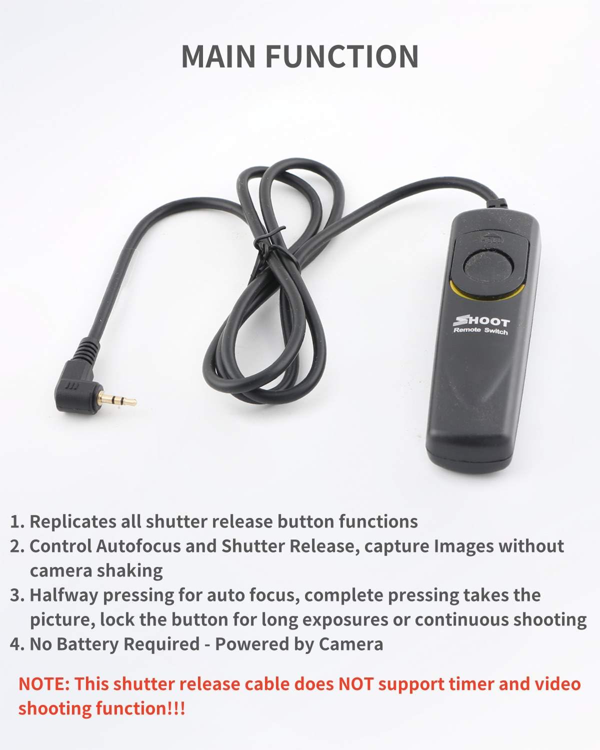 Remote Shutter Release Cable, Wired Remote Switch Cord Replacement Rs 60E3 For Canon Rebel T7 T7I T6 T6I T6S T5 T5I T4I T3 T3I T2 60D 70D 77D 80D G16 G15 G12 G11 G10 G1X G1X Mark Ii G1X Mark Iii