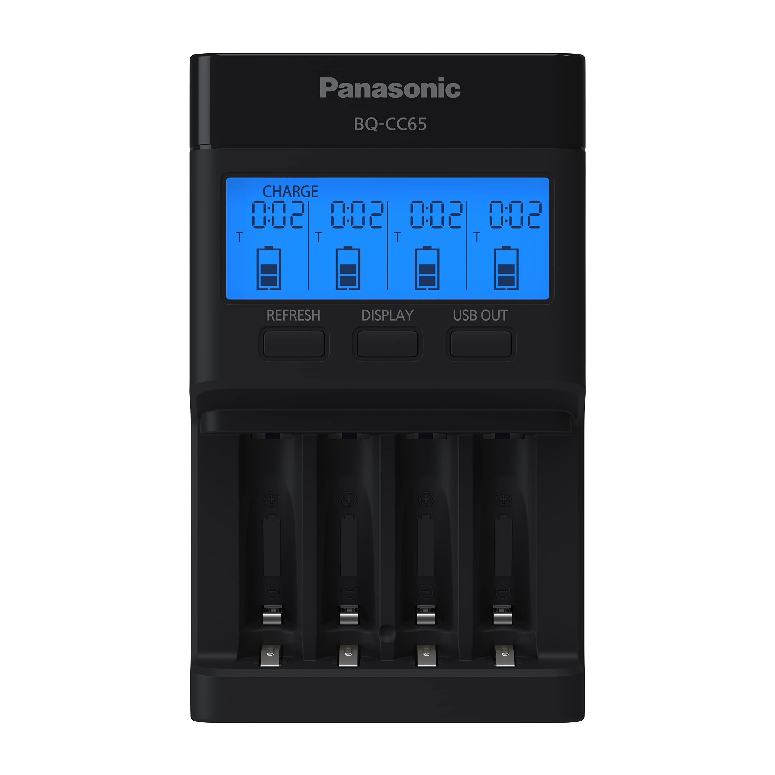 Panasonic Bq Cc65Akbba Super Advanced Eneloop Pro And Eneloop 4 Position Quick Charger With Lcd Indicator Panel And Usb Charging