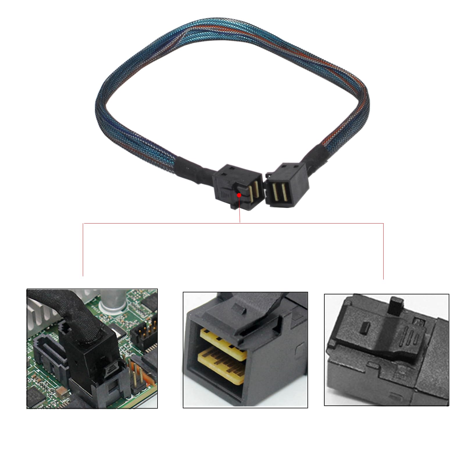 Heretom 2Pcs Internal Mini Sas Hd Cable, Sff 8643 To Sff 8643 Cable, 0.5M/1.6Ft