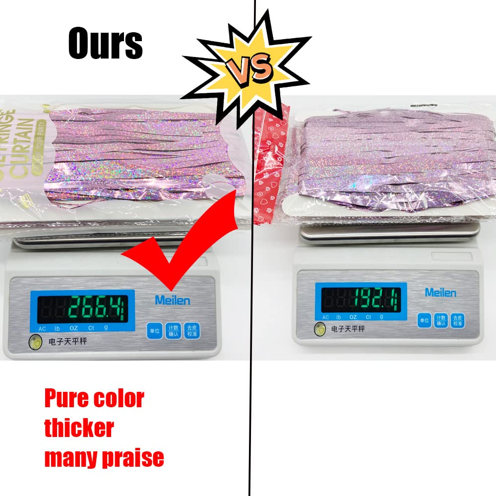 Glitter Pink Fringe Party Curtain   6.5X9.8 Feet, Pack Of 2 | Lilf Pink Tinsel Streamers Foil Fringe Backdrop Curtain With Non M