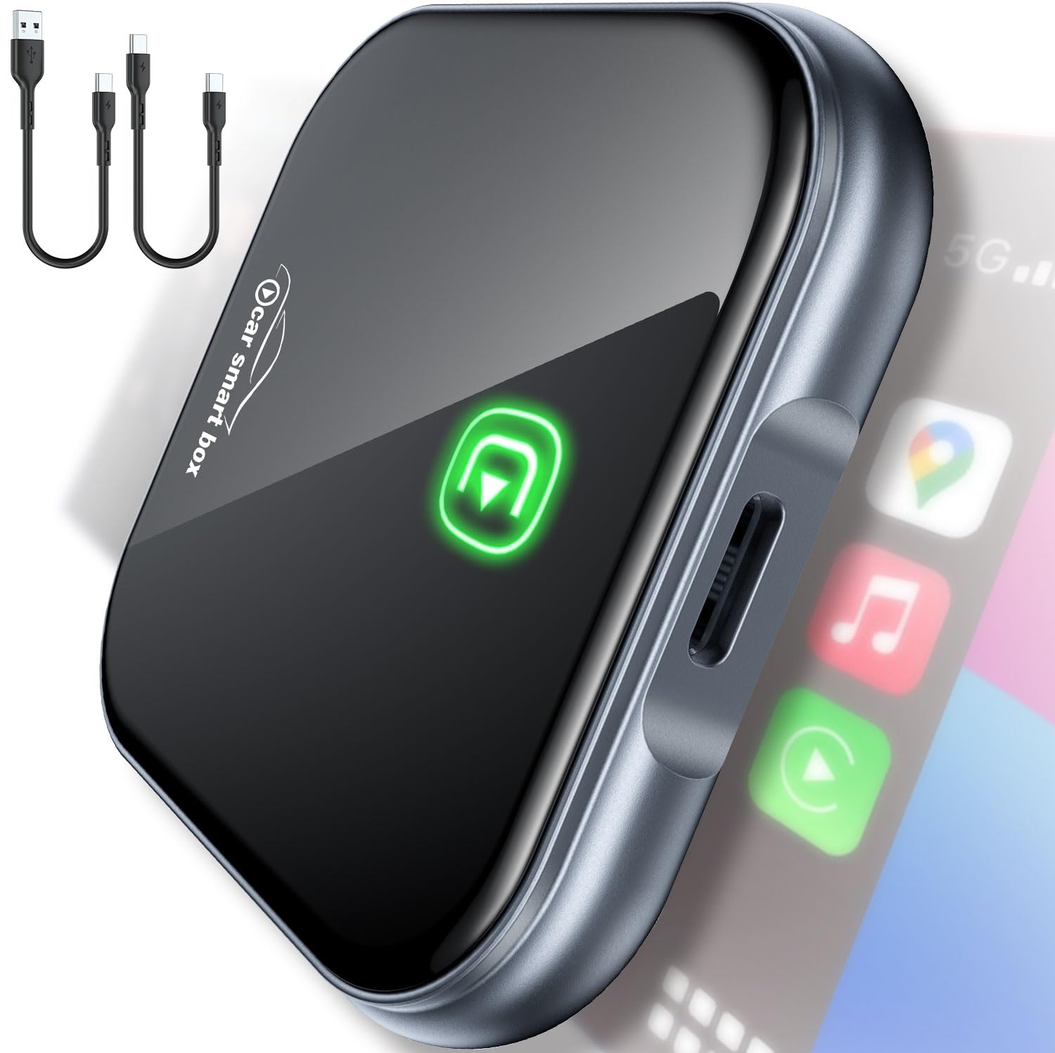 Esamcore Wireless Carplay Adapter For Apple Iphone, [Plug & Play] Wired To Wireless Smart Carplay Dongle Auto Connect Car Play Accessories Fit Usb A & Usb C