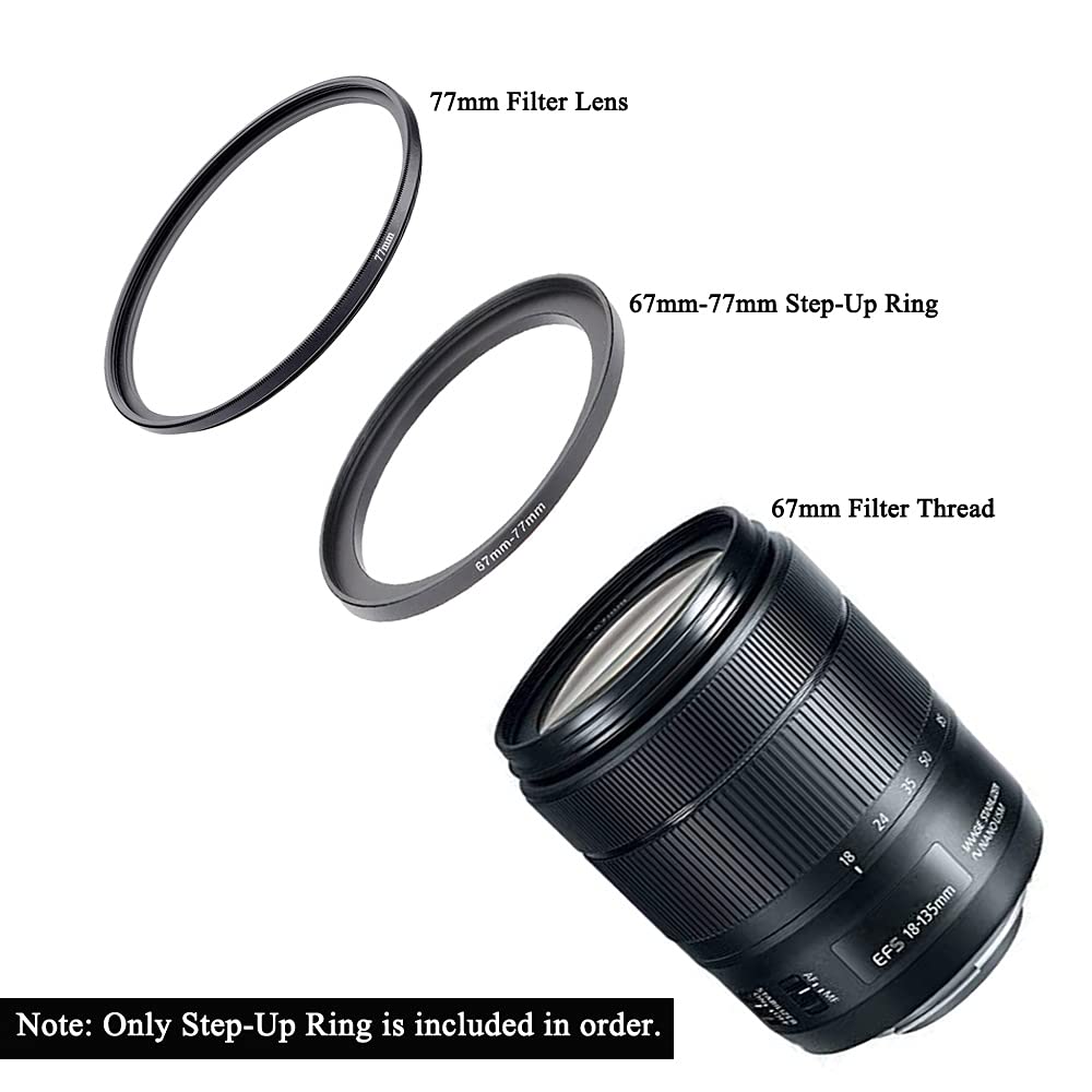 67Mm 77Mm Lens Filter Step Up Adapter Ring, 67Mm Lens To 77Mm Filter, Hood, Lens Converter And Other Accessories(2 Packs), Fire