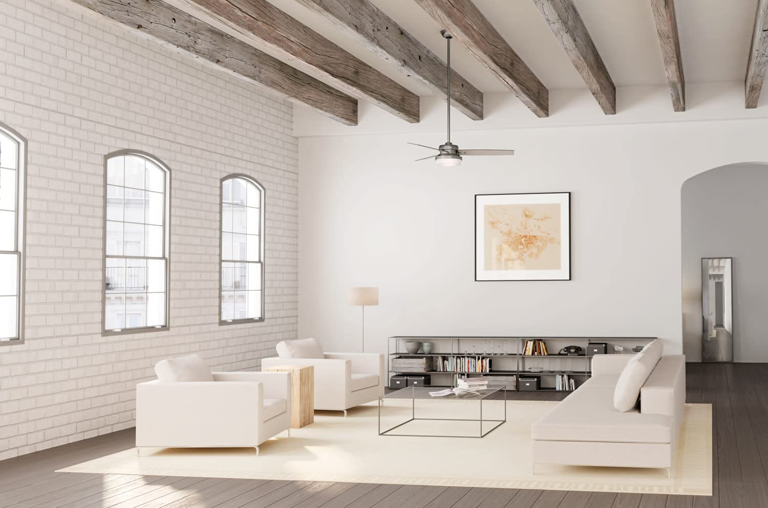 Hunter Sentinel Indoor Ceiling Fan With Led Light And Remote Control, 52'', White