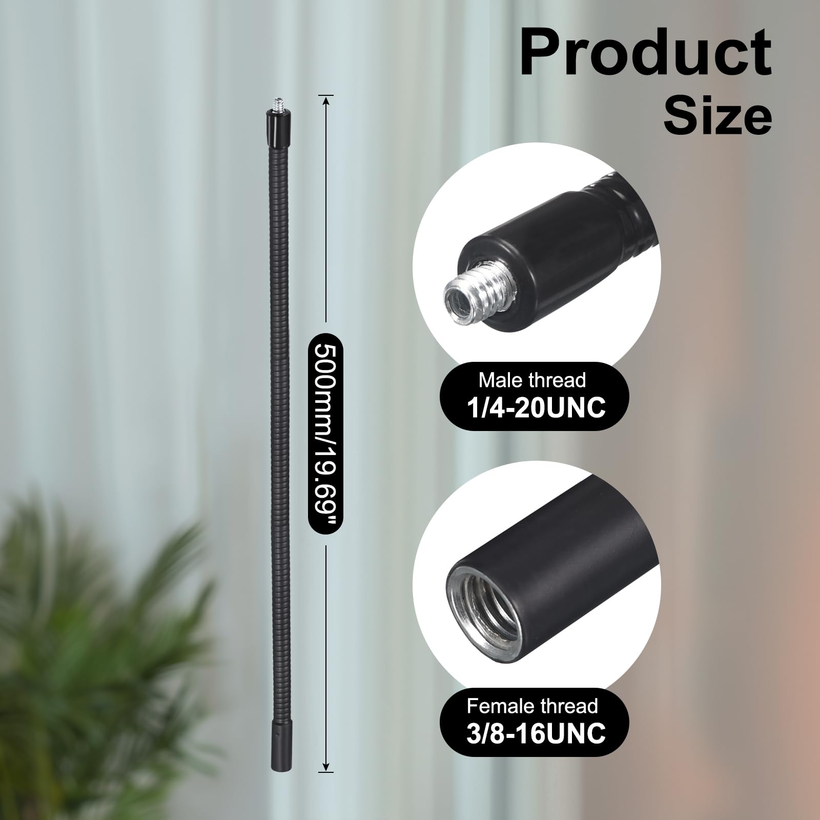 Awclub 20-Inch Flexible Gooseneck Tubing, 3/8 Female To 1/4 Male Thread Universal Arm Gooseneck Extension Holder For Microphone,