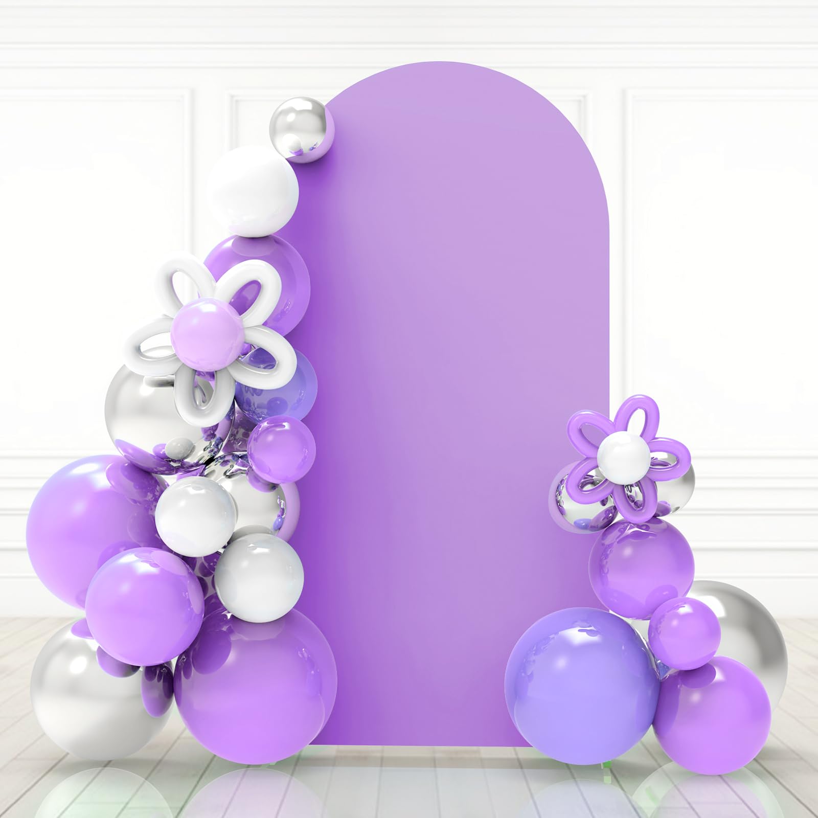 Babenest 5Ft Purple Wedding Arch Cover, Spandex Fitted Arch Backdrop Cover For Photography, Round Top Chiara Stand Cover For Par