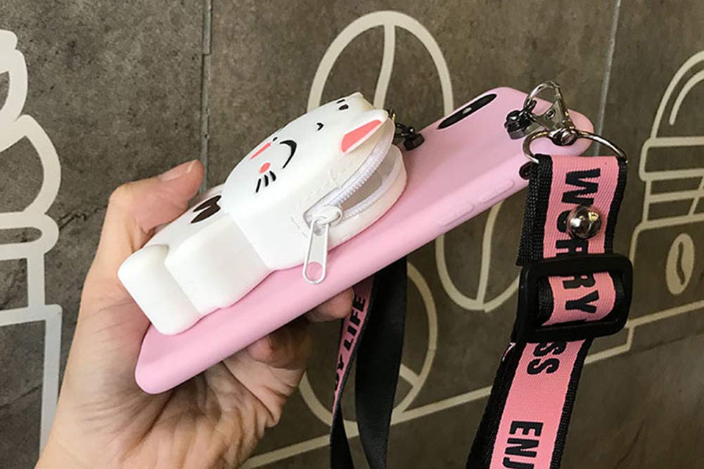 Sgvahy Case For Iphone 13 Wallet Case Funny Phone Case Cat Cute Iphone 13 Case With Long Lanyard Card Holder 3D Phone Case Kawai