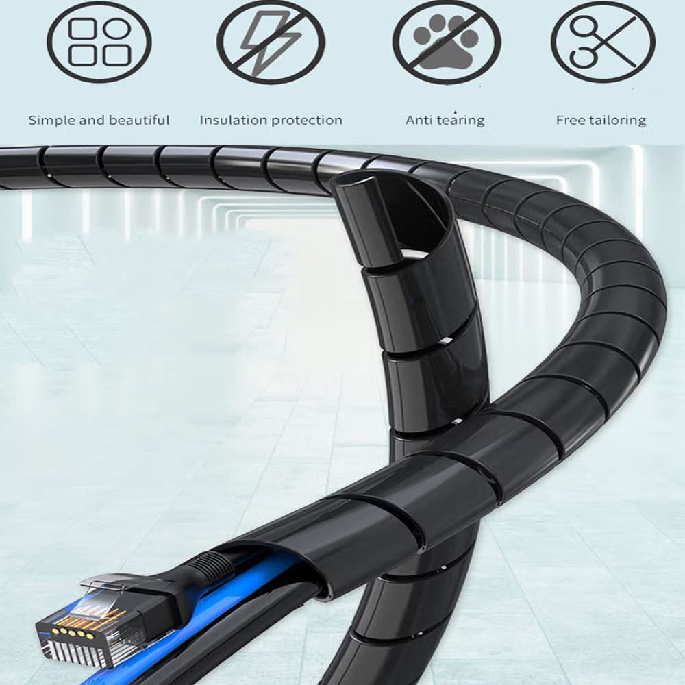 Spiral Cable Wrap  25 Ft 3/8'' Cable Management Sleeve Organizer For Computer Cable,Power Cord Audio Video Cable (3/8 Inch 25Ft,
