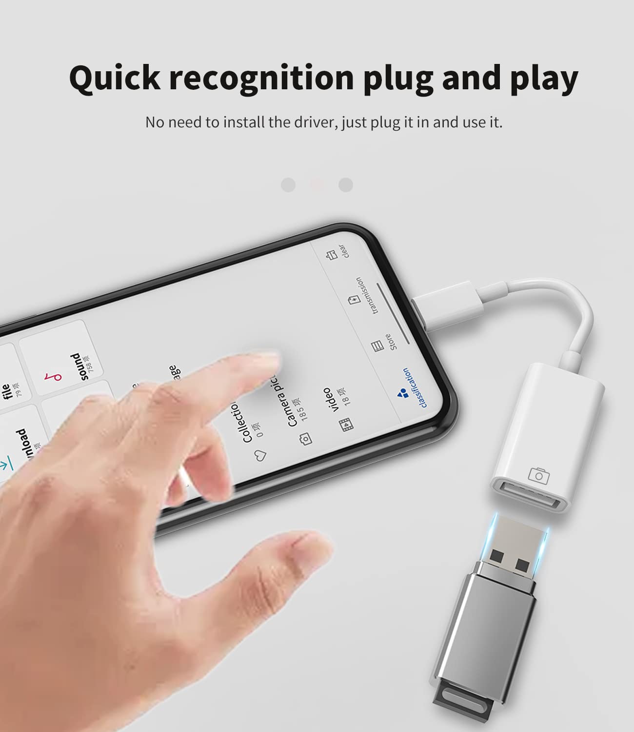 Lightning Male To Usb Female Adapter Otg Data Sync Cable For Iphone Apple Ipad Air 13 11 12Pro Max Mini Xr X Xs 8 7 Se 6Plus,Cam