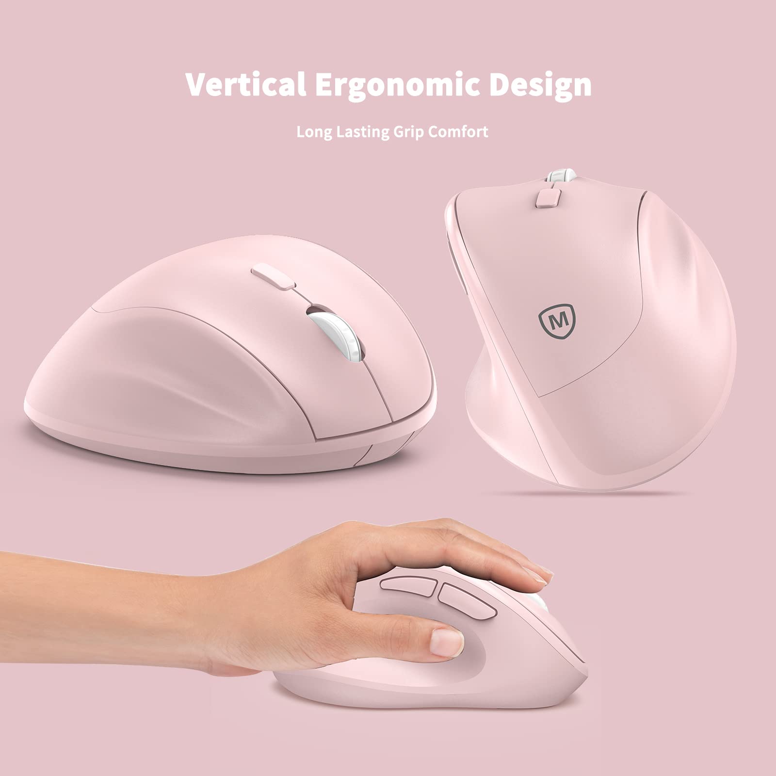 MICROPACK Digitally Yours Ergonomic Wireless Mouse, USB Wireless, Pink, Model MP-EU000, Ideal for PC, Laptop, and Desktop Use