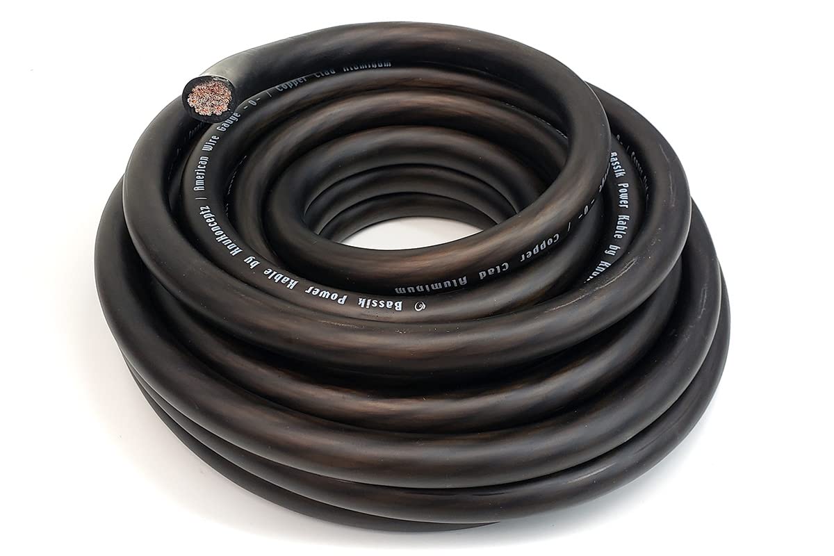KnuKonceptz Bassik 1/0 Gauge AWG Primary Automotive Battery Power/Ground Wire Cable - Black 10 Feet
