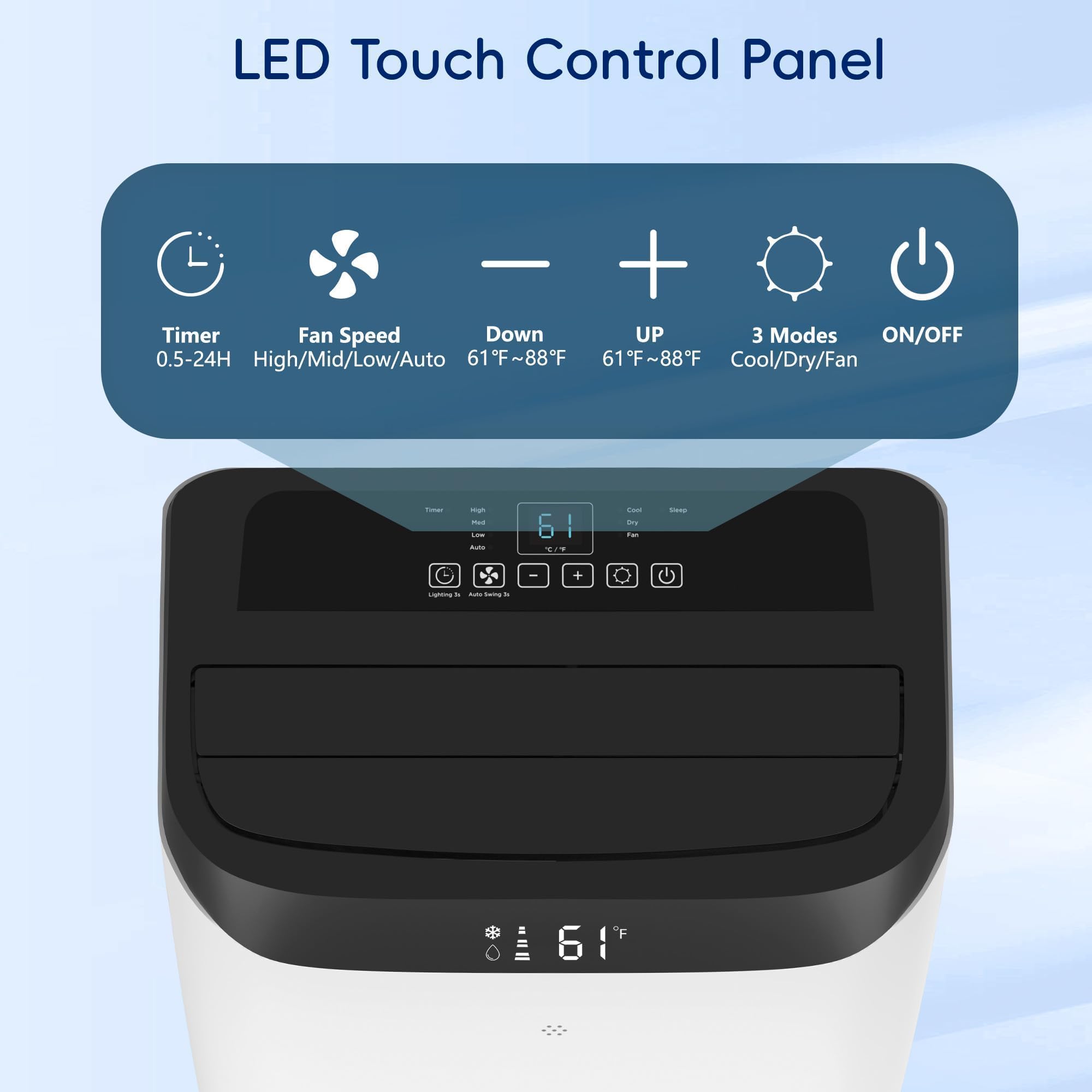 12000 Btu Portable Air Conditioners Cools Up To 500 Sq.Ft, Portable Ac Unit With Cool, Dry, Fan Modes, Standing Ac Unit With Rem