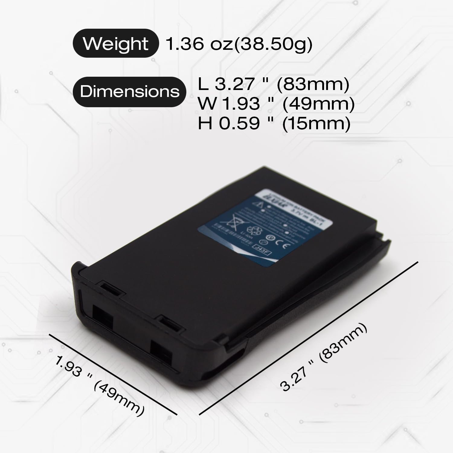 Hflexgrad (2 Pack) 3.7V Bl 1 Li Ion Rechargeable Replacement Battery Compatible With Baofeng Bf 666S Bf 777S Bf 888S Bf 999S, Re