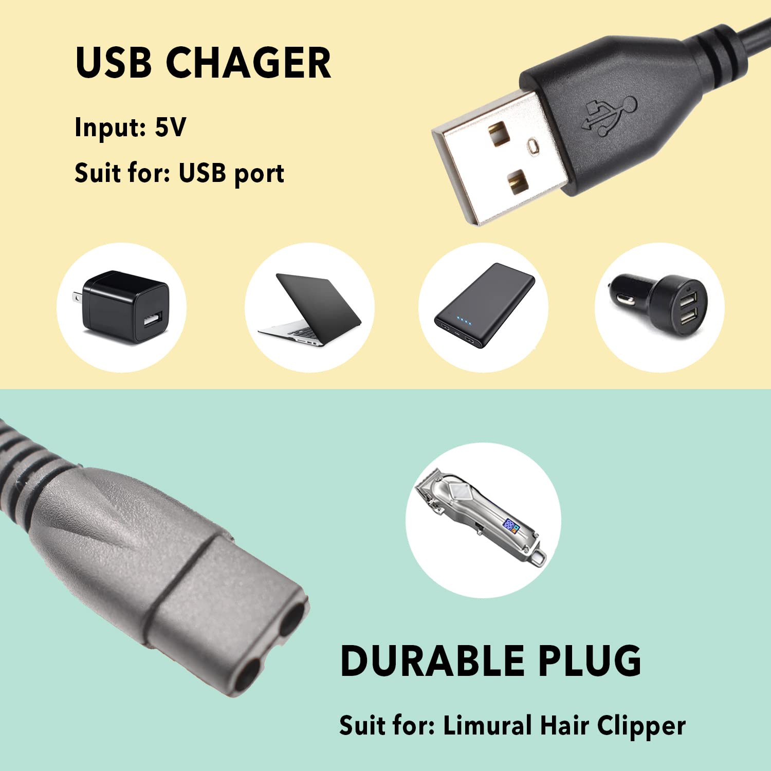 Charger Compatible With Limural Hair Clippers For Men,Hair Clippers Charger Cord Replacement Fits Limural Hair Clipper, Power Co