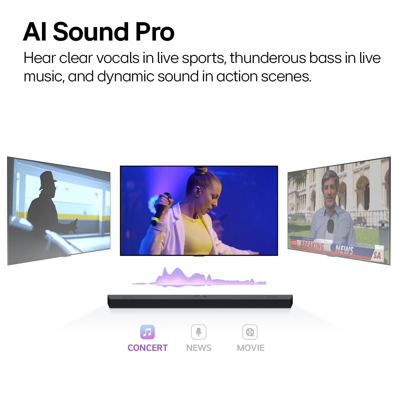 Lg S60T 3.1 Ch. Soundbar With Wireless Subwoofer, Dolby Audio, Tv Synergy, Wow Interface, Ai Sound Pro (2024 New Model)