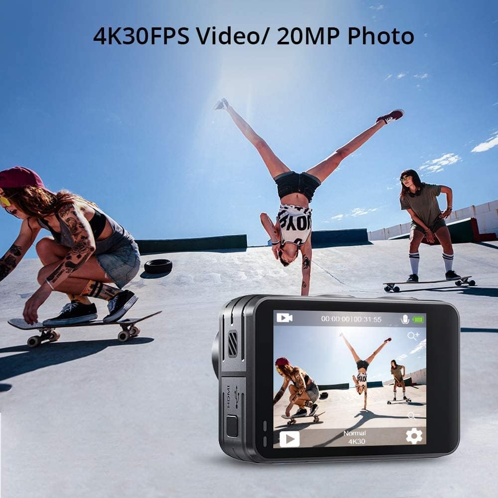 Akaso Brave 7 Le 4K30Fps 20Mp Wifi Action Camera With Touch Screen Eis 2.0 Zoom Remote Control 131 Feet Underwater Camera With 2