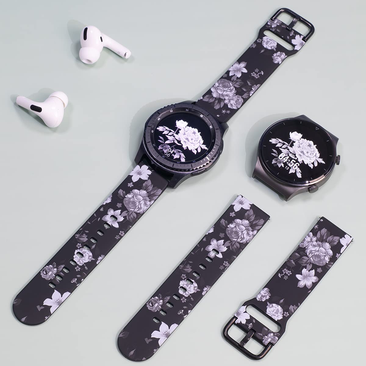 Toolaik Florai 22Mm Watch Band Compatible For Samsung Galaxy Watch 3 45Mm/Gear S3 Frontier/Classic,Silicone 22Mm Watch Band Quic